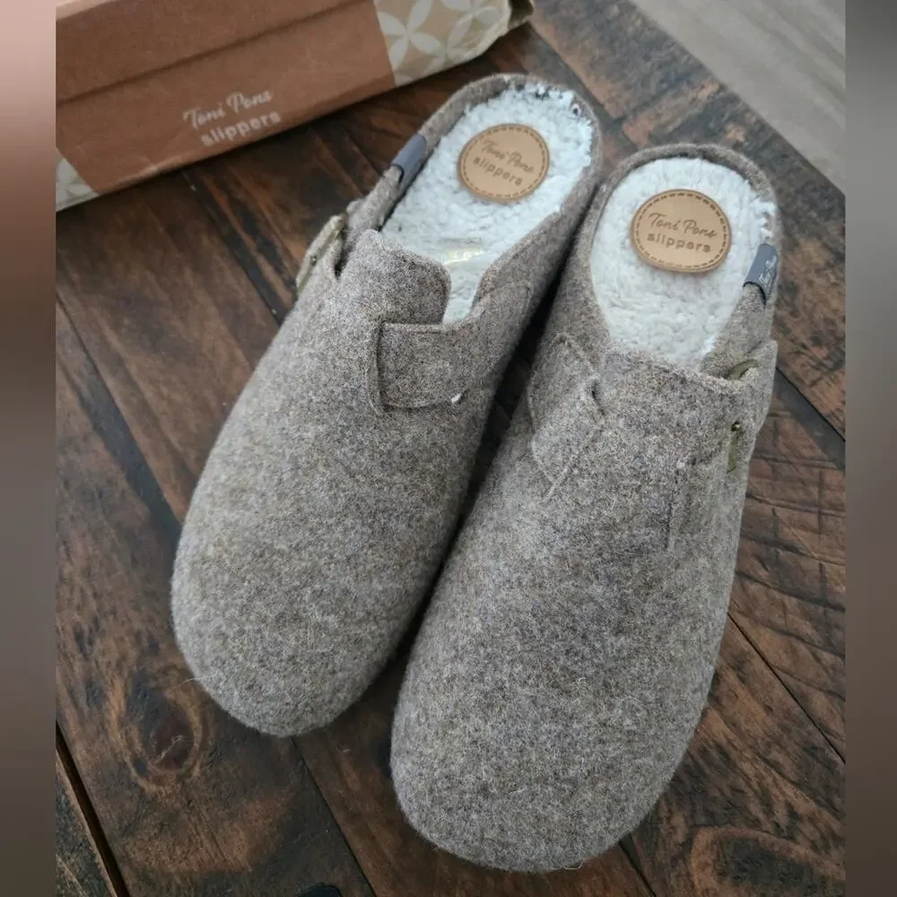 Toni Pons NORTON-FP - Men's clog-style slipper in felt. Color: Taupe. Size US 11